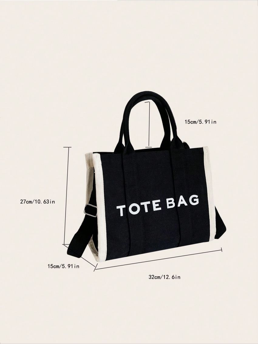 Letter Graphic Shopper Bag Casual Double Handle Polyester