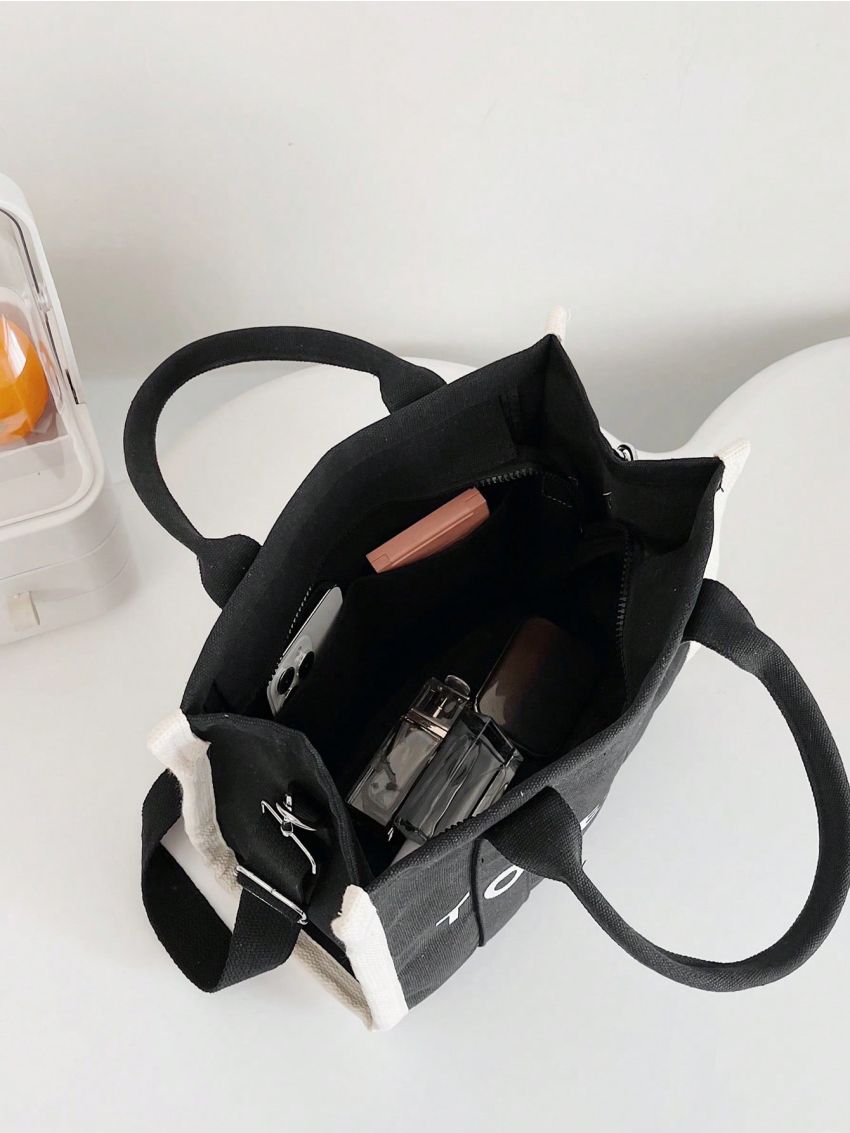 Letter Graphic Shopper Bag Casual Double Handle Polyester