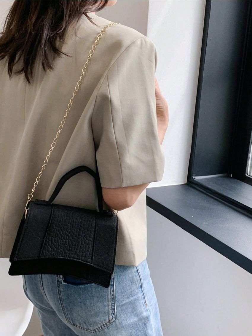 Long 7.48 Inches Wide 3.15 Inches High 7.08 Inches Mini PU Solid Color Fashion Handbag