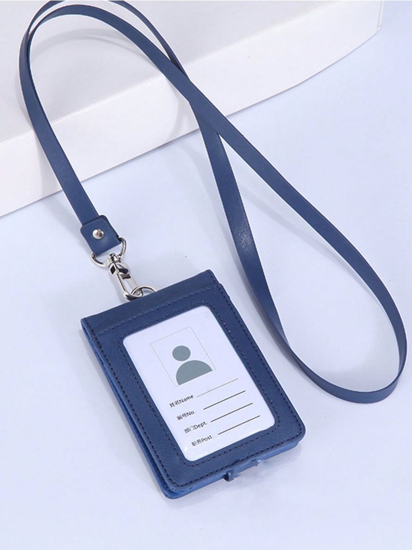 Solid Color ID Card Holder With Strap Multi-Function