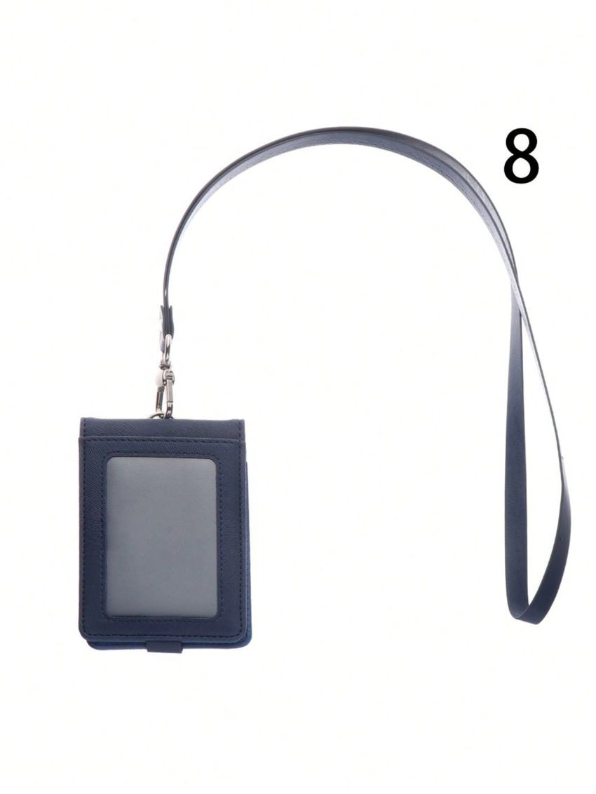 Solid Color ID Card Holder With Strap Multi-Function