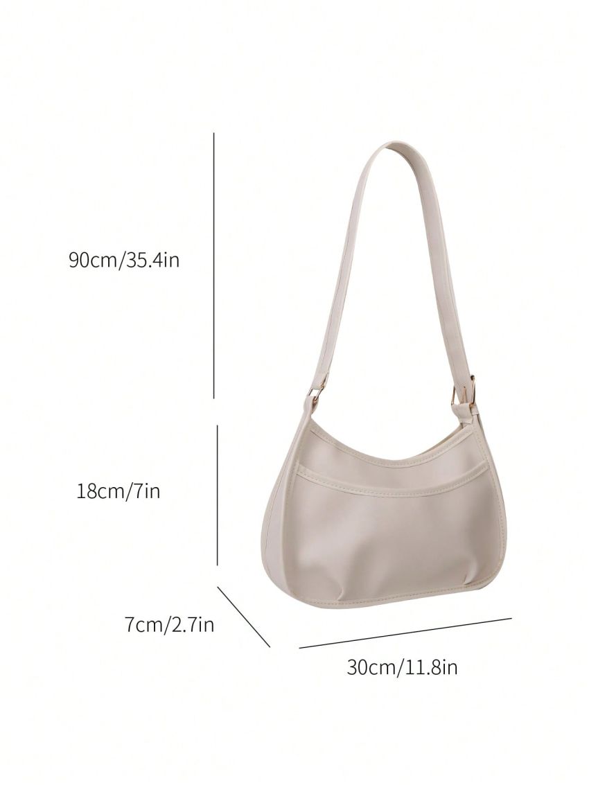 Minimalist Hobo Bag Adjustable Strap PU White