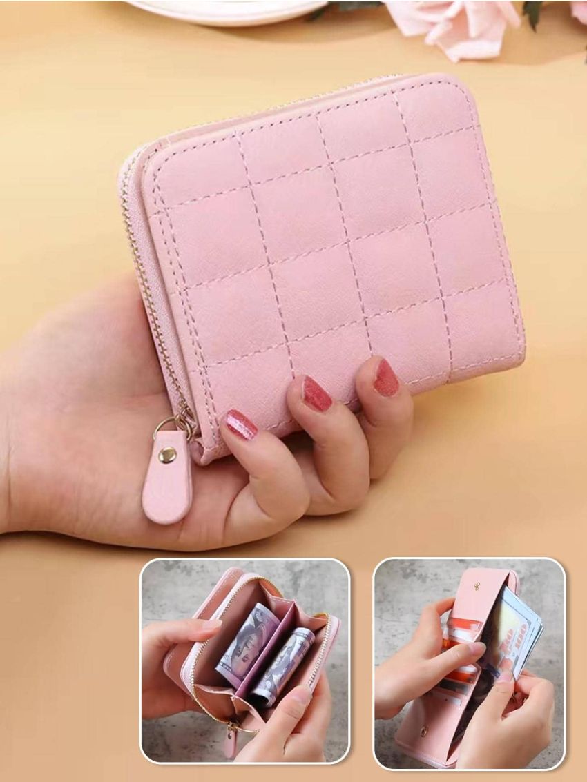 Square Men Women PU Wallet Short Card Holder Purse Money Women Clutch ID Credit Card Holder
