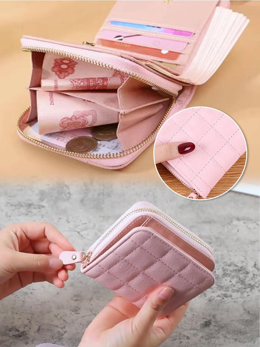Square Men Women PU Wallet Short Card Holder Purse Money Women Clutch ID Credit Card Holder