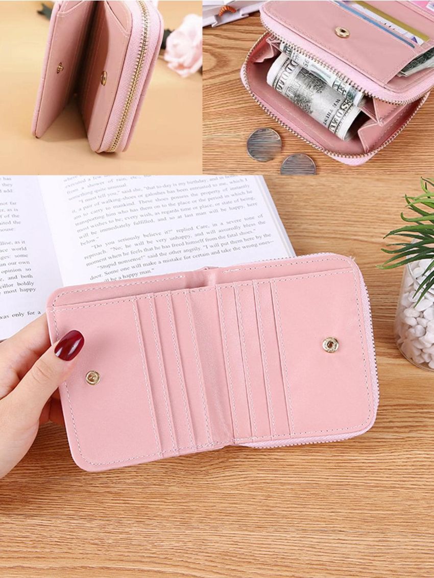 Square Men Women PU Wallet Short Card Holder Purse Money Women Clutch ID Credit Card Holder
