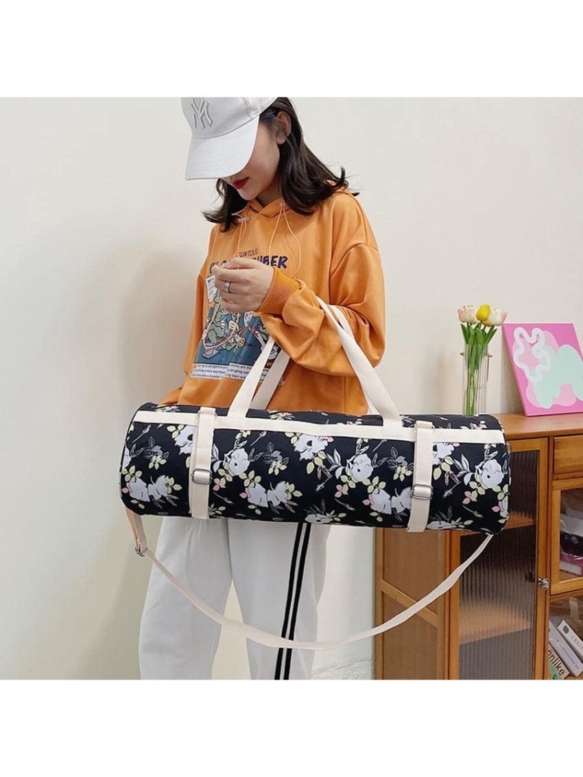 Floral Print Yoga Bag Double Handle For Sport