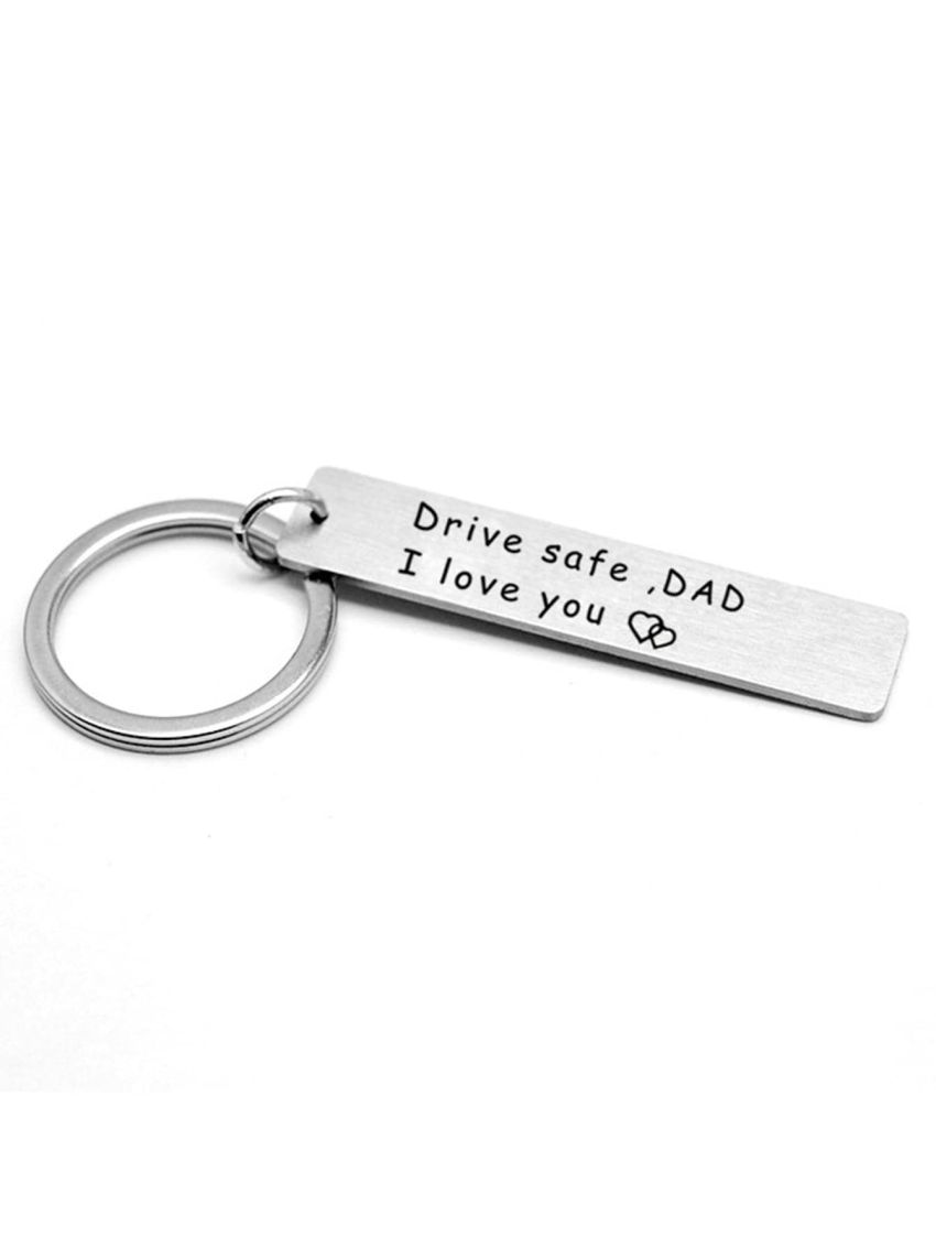 Father's Day Gift For Dad Drive Safe Keychain Keyring Men Women Stainless Steel Bag Pendant Key Chain