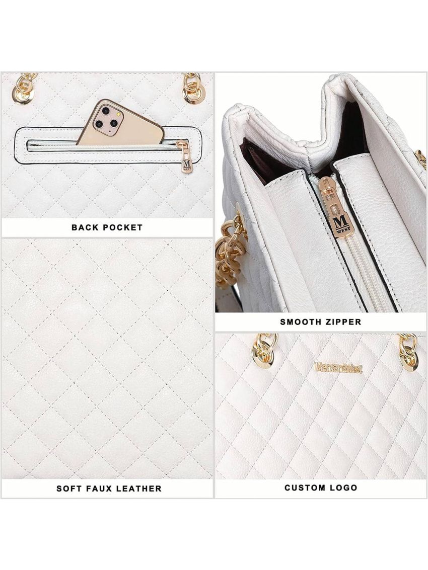 Shoulder Handbags for Women Quilted Tote Purse Ladies Designer Satchel  Bag with Chain Strap Gift