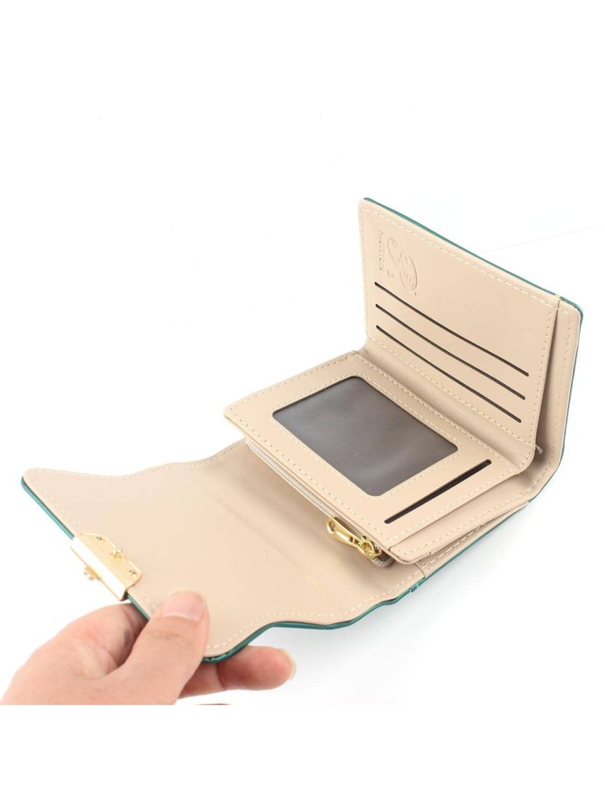 Stitch Detail Small Wallet Trifold Metal Decor