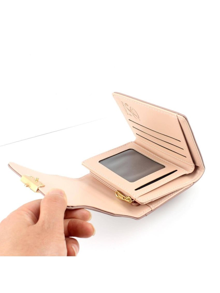 Stitch Detail Small Wallet Trifold Metal Decor