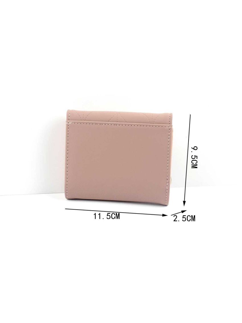 Stitch Detail Small Wallet Trifold Metal Decor