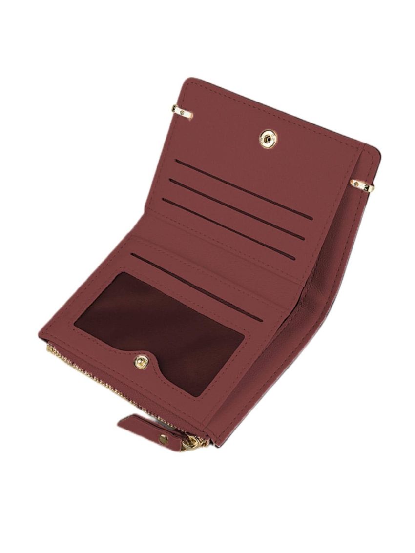 Textured Small Wallet Bifold With Zipper Multi-Function