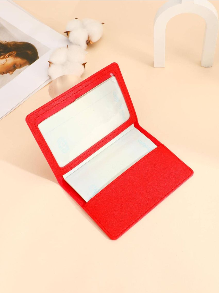 PU Passport Case Plane & Letter Graphic Red