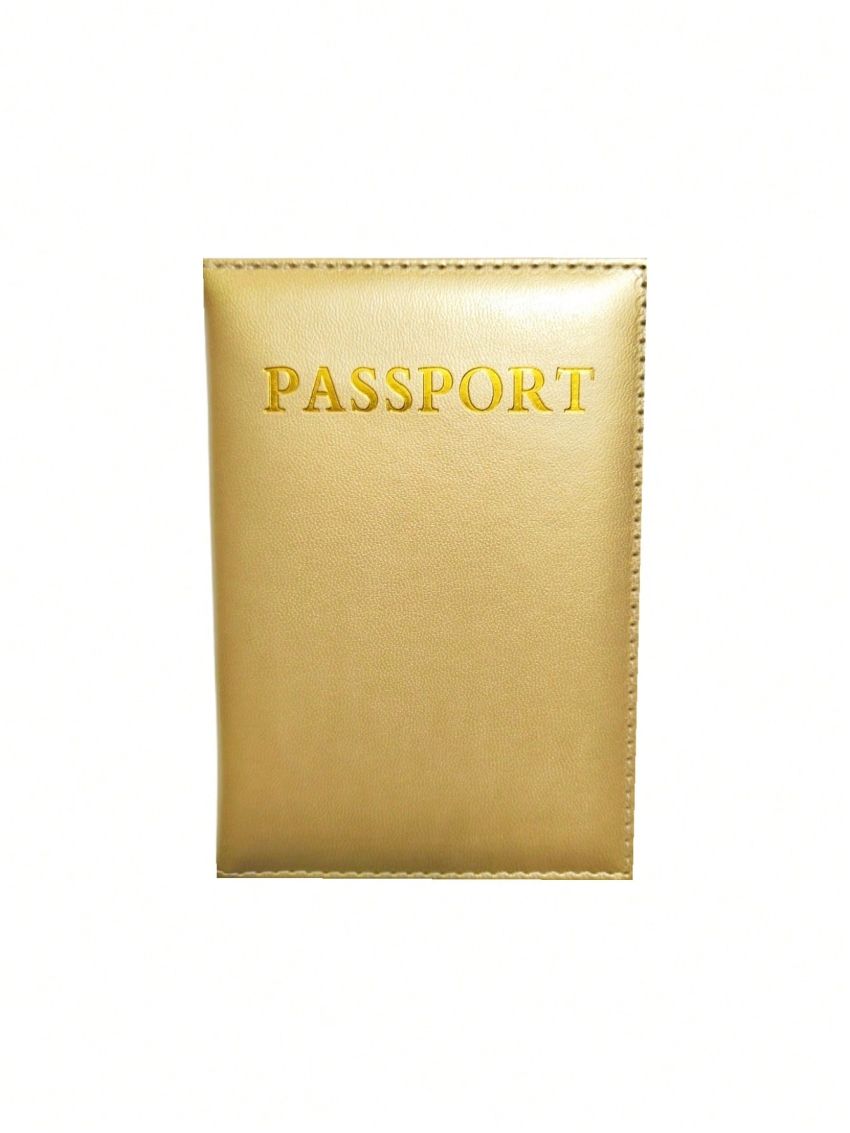 Metallic Letter Graphic Passport Case Fashionable PU