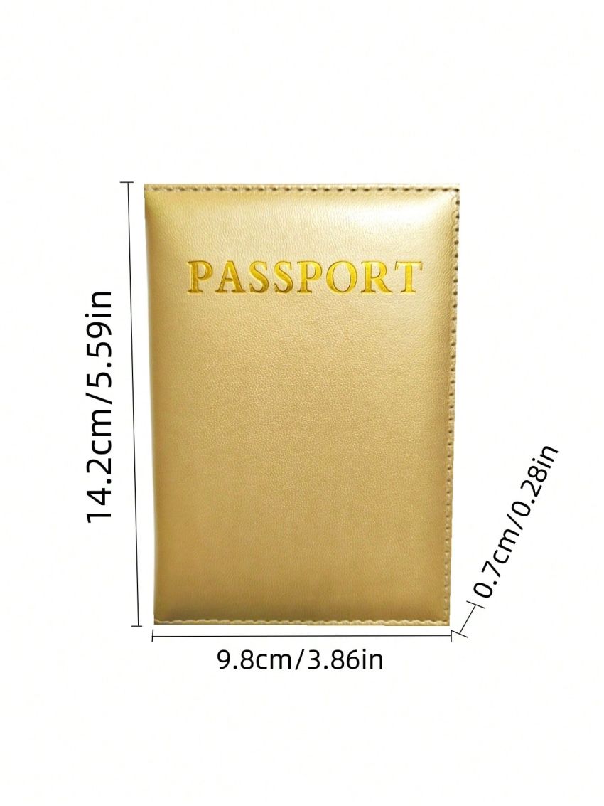 Metallic Letter Graphic Passport Case Fashionable PU