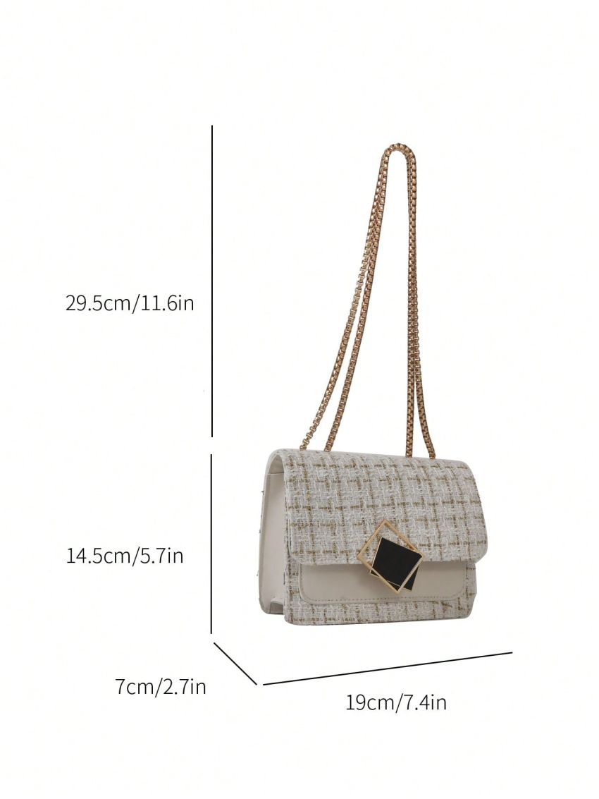 Mini Plaid Pattern Flap Square Bag Chain Strap