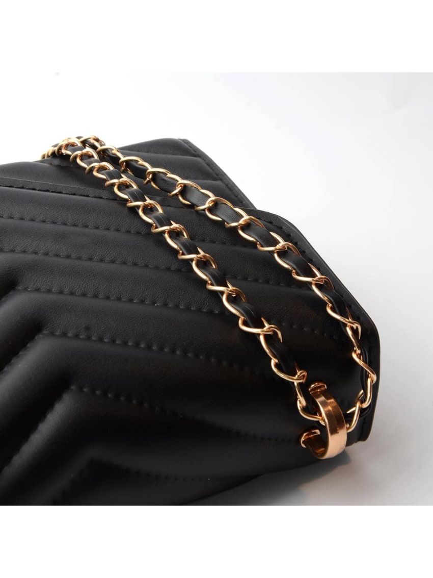 Chain Crossbody Bag Women Retro All-Match Hasp Texture Pu Shoulder Bag Fashion