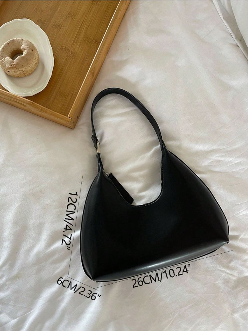 Minimalist Hobo Bag Solid Color Zipper