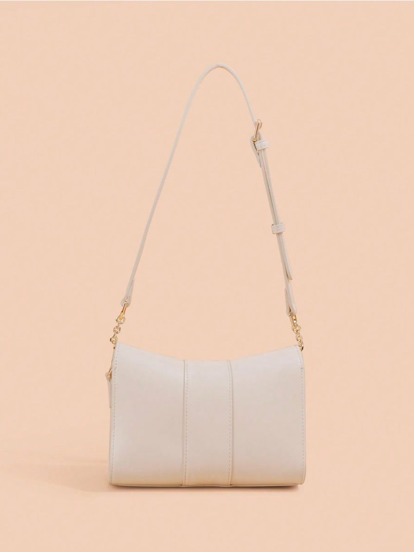 Mini Neon Pink Chain Decor Flap Square Bag Genuine Leather