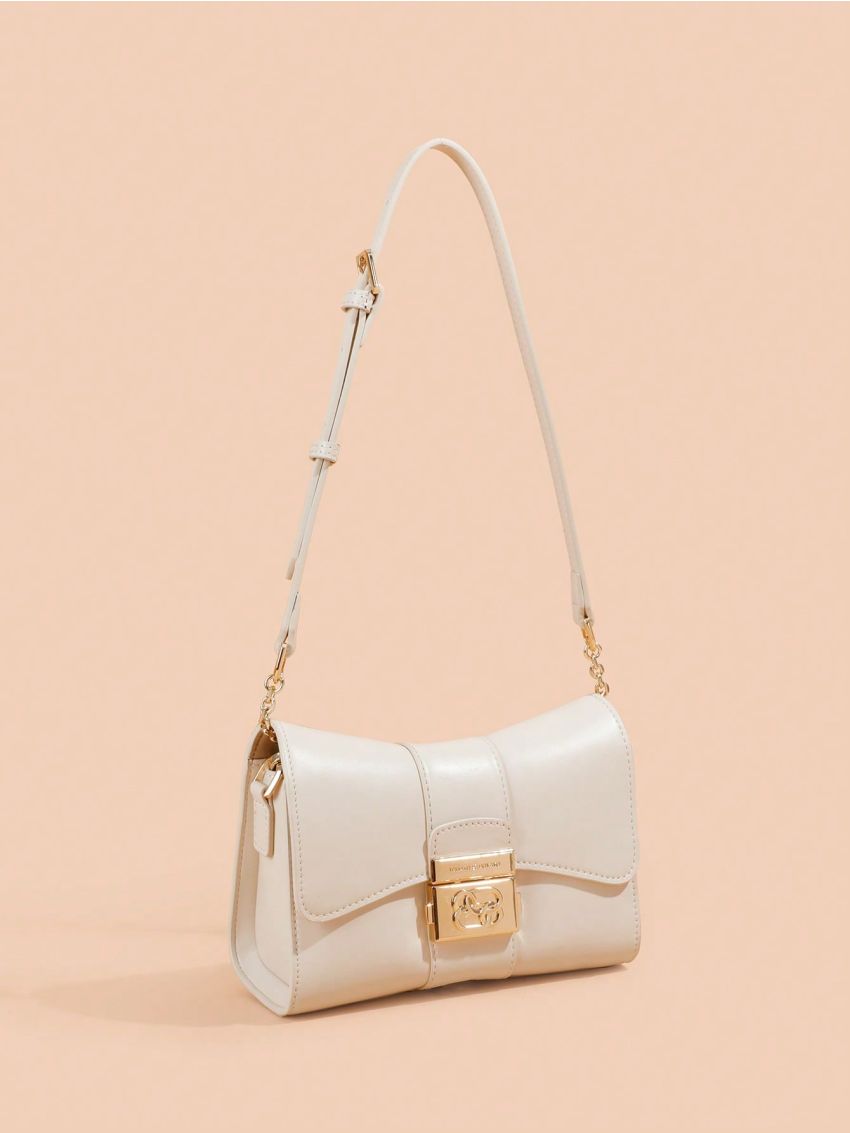 Mini Neon Pink Chain Decor Flap Square Bag Genuine Leather