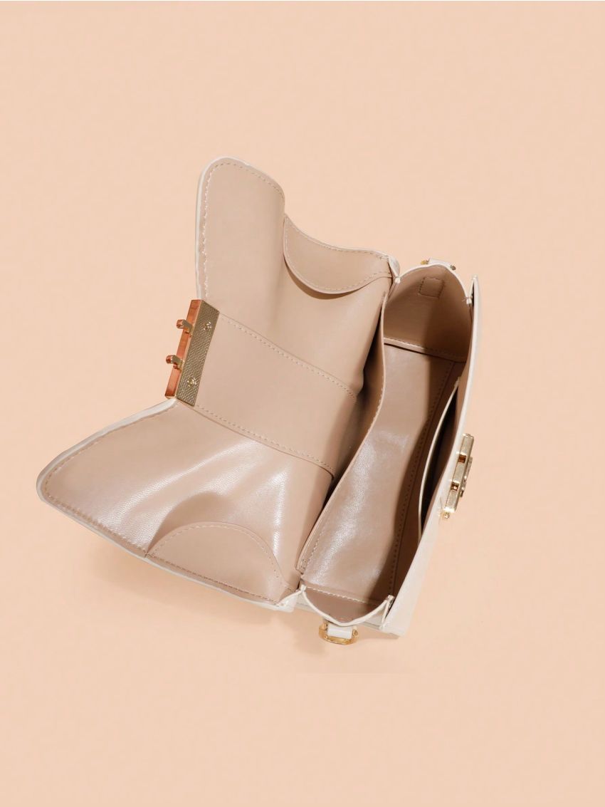 Mini Neon Pink Chain Decor Flap Square Bag Genuine Leather