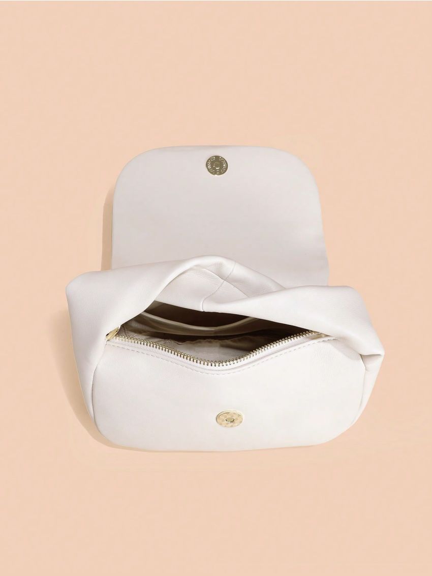 Mini Letter Graphic Satchel Bag Genuine Leather