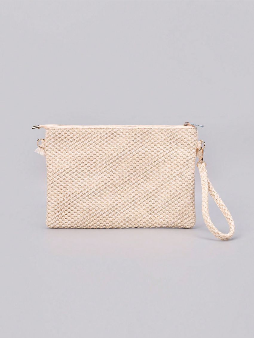 Tassel Decor Straw Bag Fashionable For Vacation