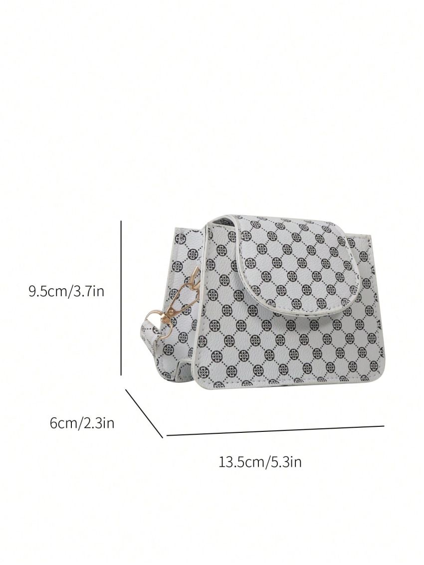 Mini Geometric Pattern Square Bag White Elegant For Work