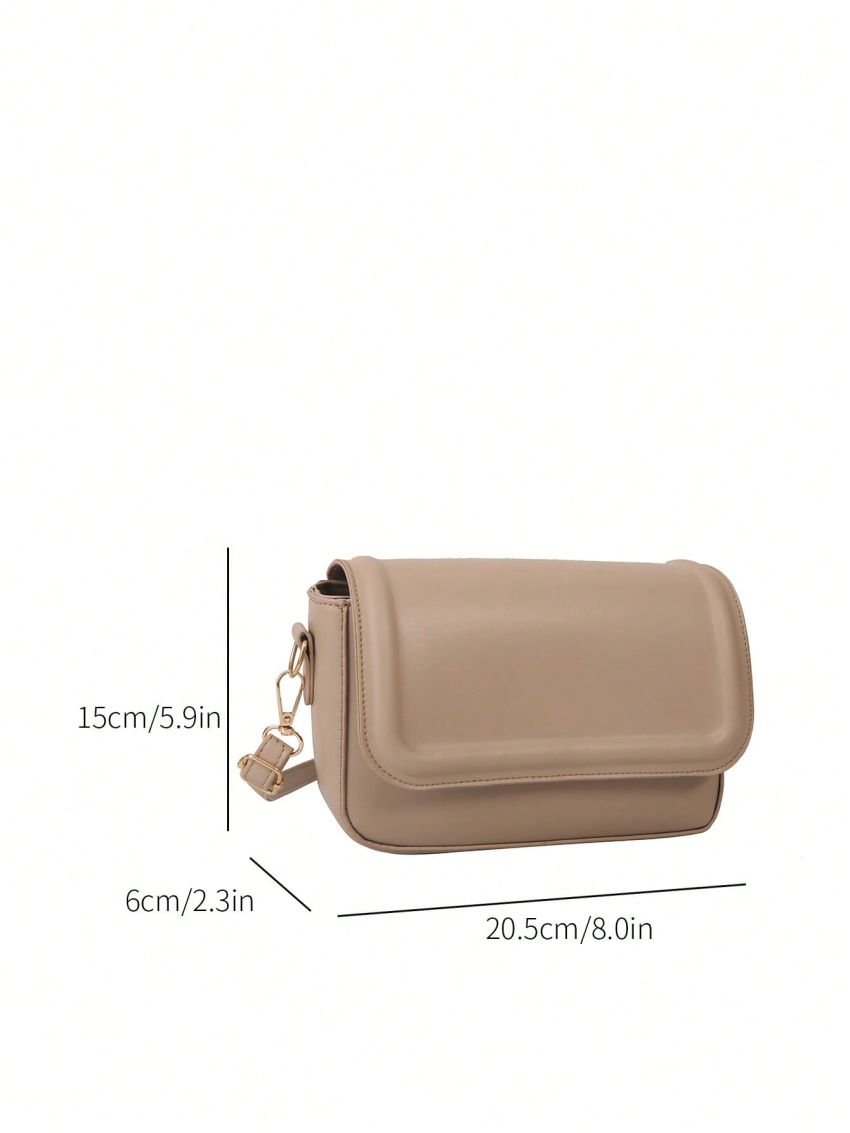 Small Square Bag Khaki Minimalist Flap For Daily