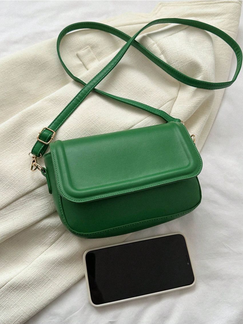 Small Square Bag Khaki Minimalist Flap For Daily