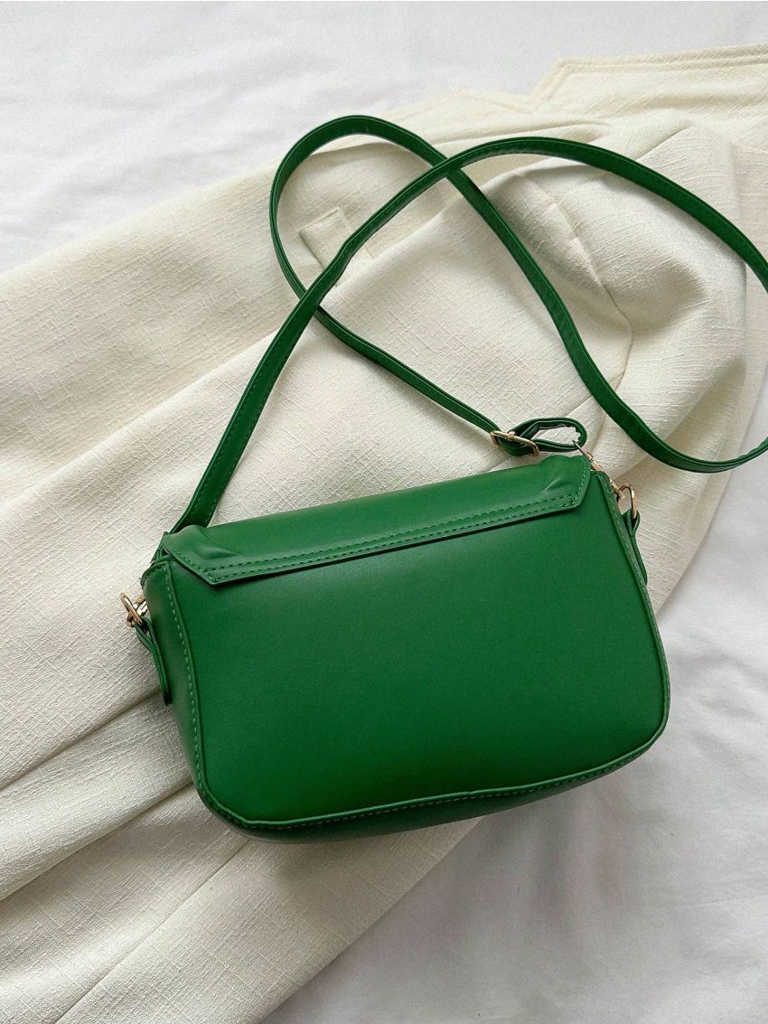 Small Square Bag Khaki Minimalist Flap For Daily