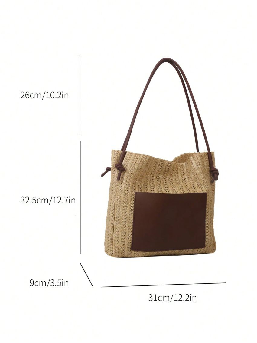 Women's Simple Casual Straw Bucket Shoulder Bag