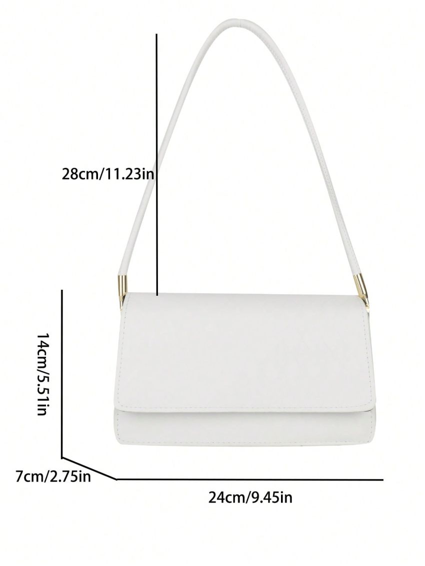 Rhombus Pattern Square Bag White Elegant Flap Shoulder Bag
