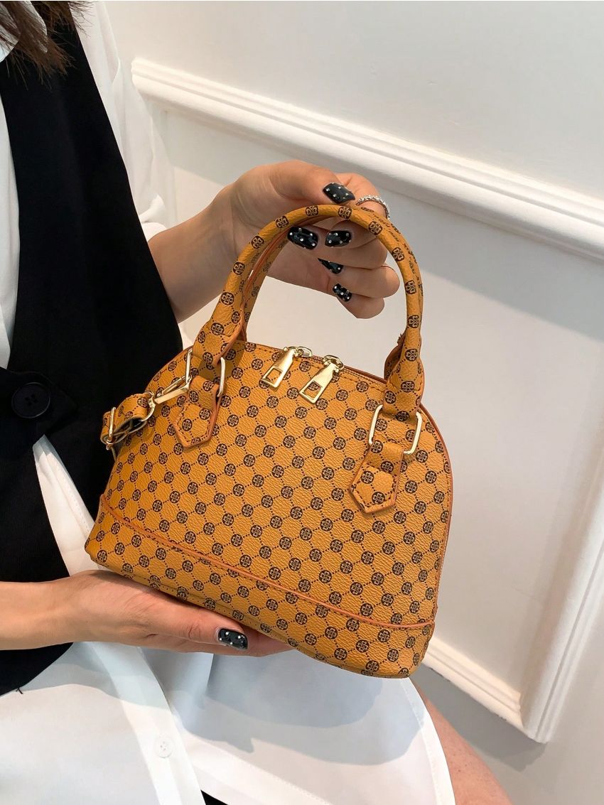 Geometric Pattern Dome Bag Double Handle