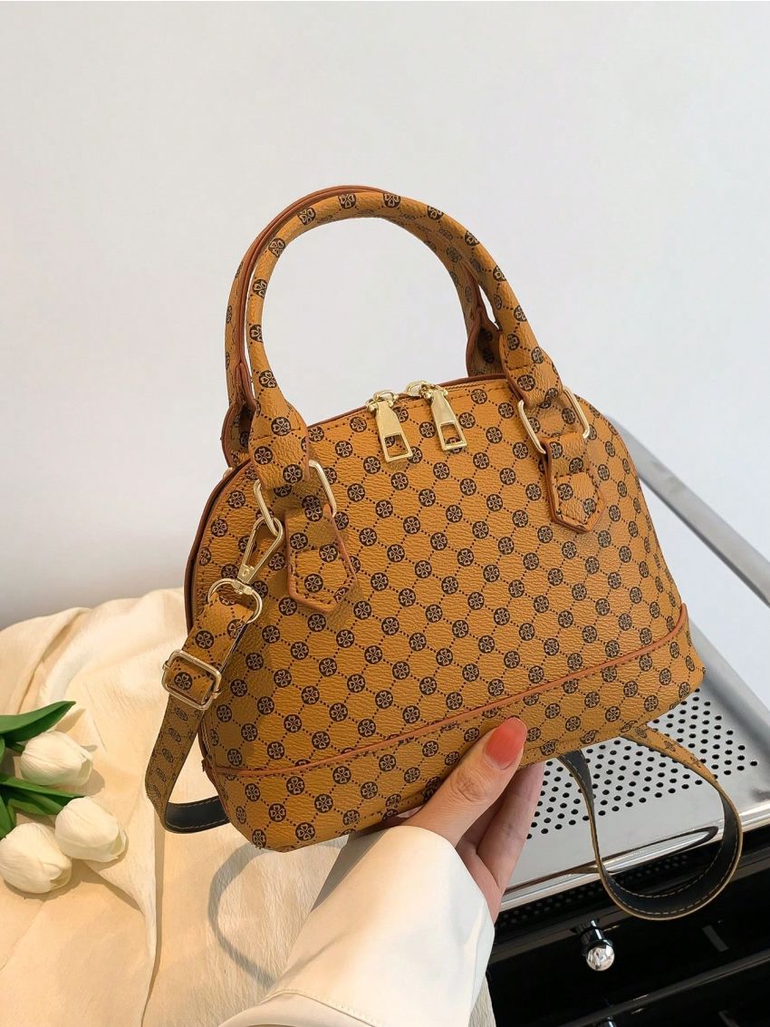 Geometric Pattern Dome Bag Double Handle