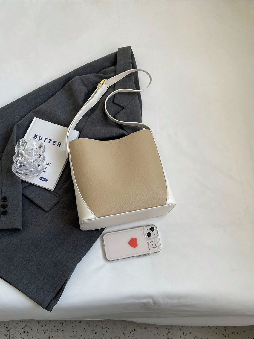 Two Tone Crossbody Bag With Inner Pouch Fashion Style