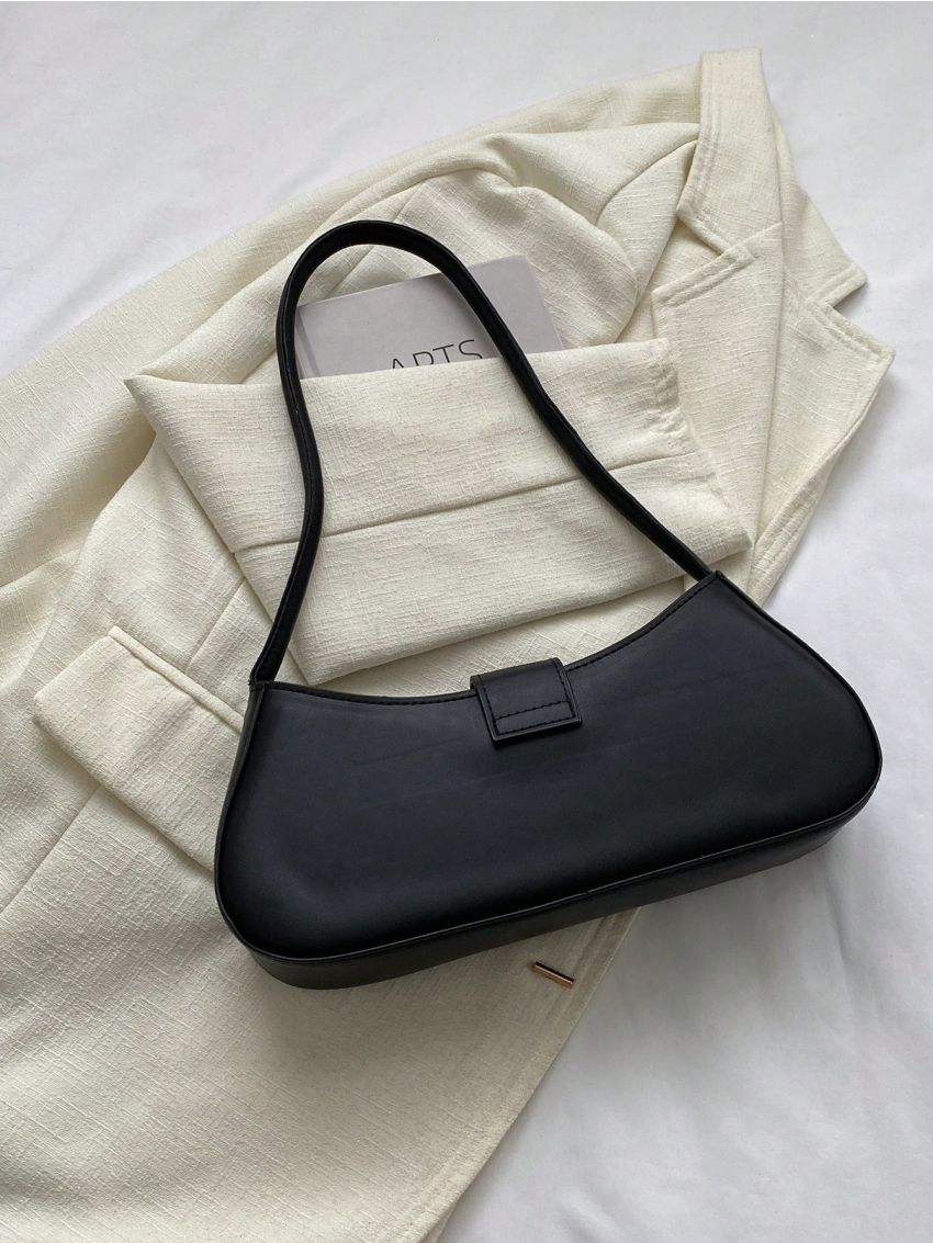 Black Hobo Bag Tape Decor Fashionable For Daily