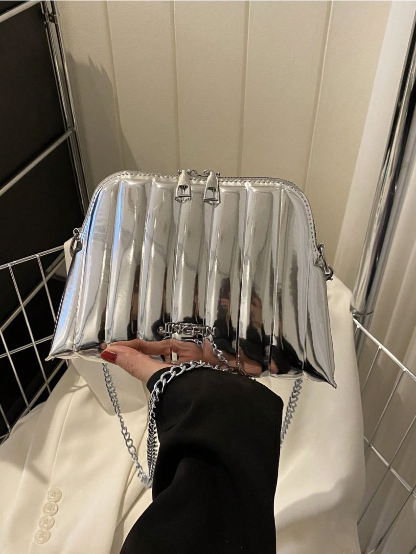 Letter Graphic Chain Dome Bag Funky Style