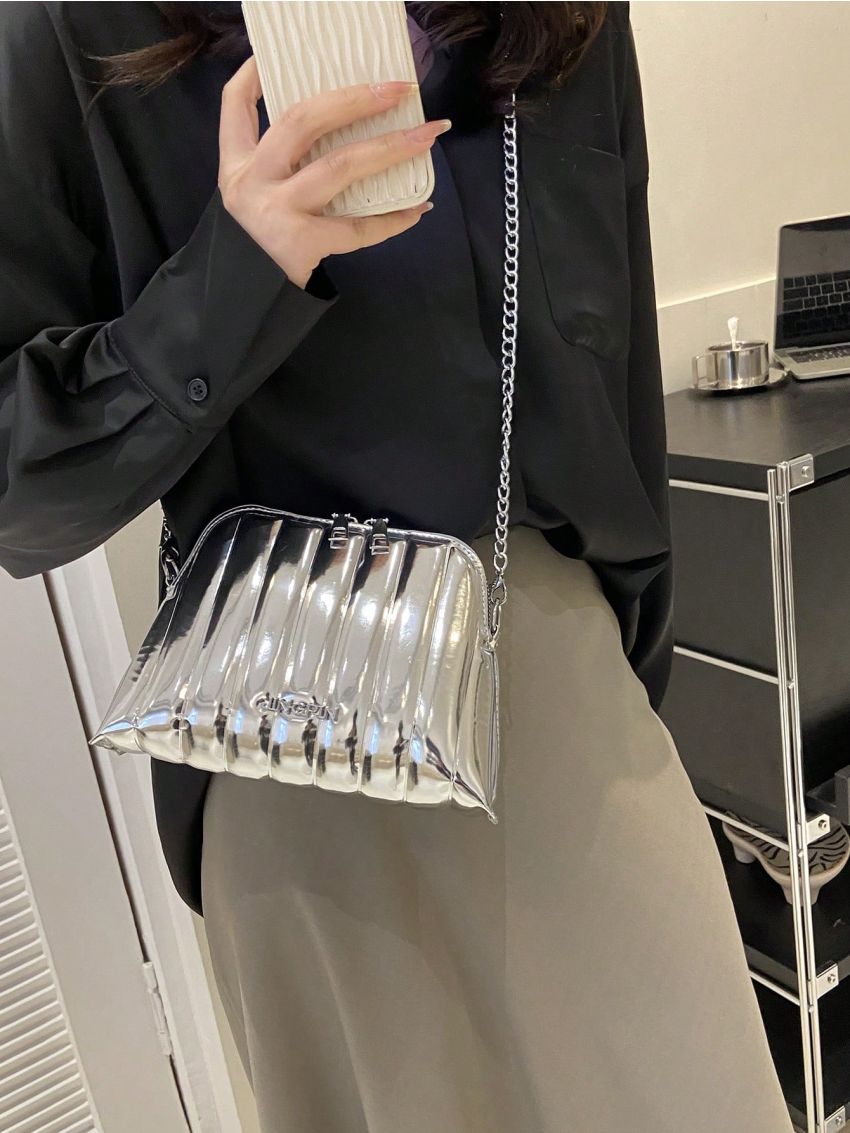 Letter Graphic Chain Dome Bag Funky Style