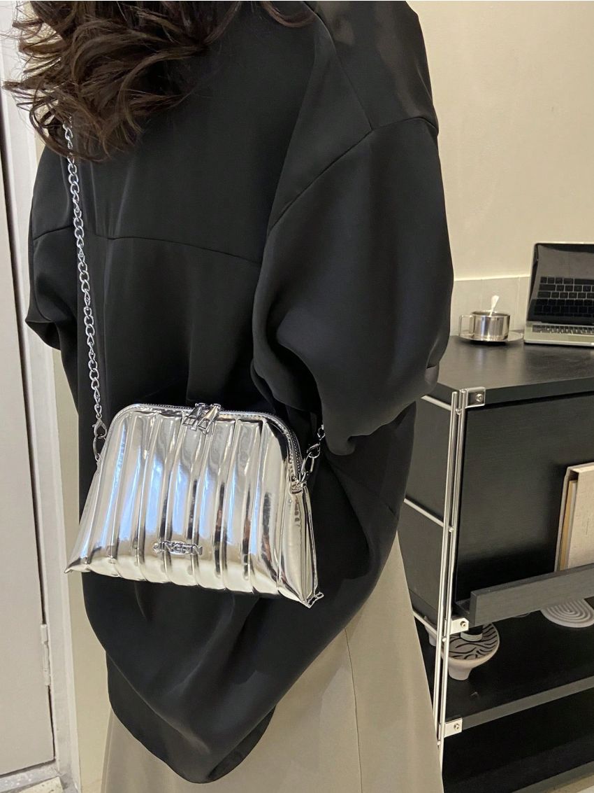 Letter Graphic Chain Dome Bag Funky Style