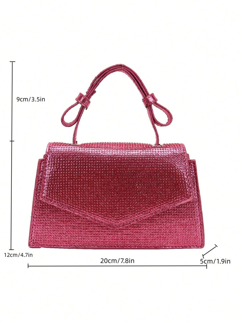 Mini Flap Square Bag Rhinestone Decor Top Handle