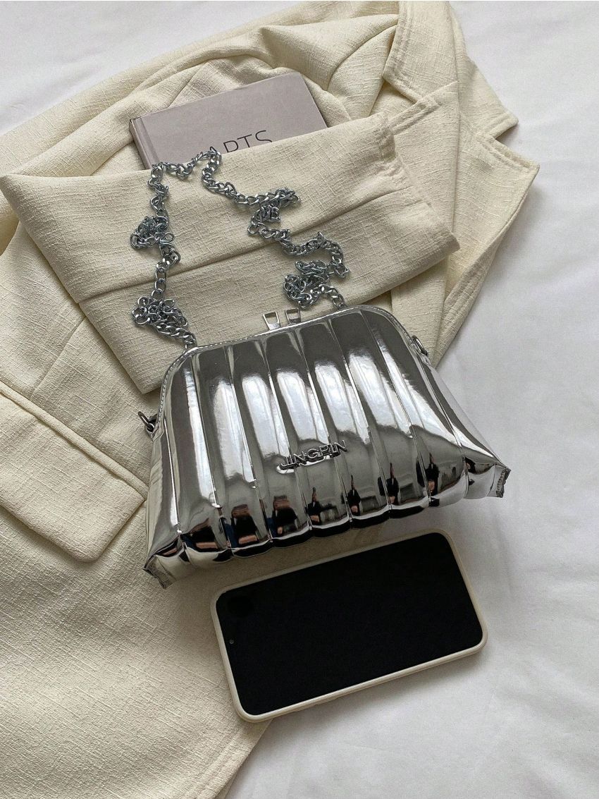 Letter Graphic Chain Dome Bag Funky Style