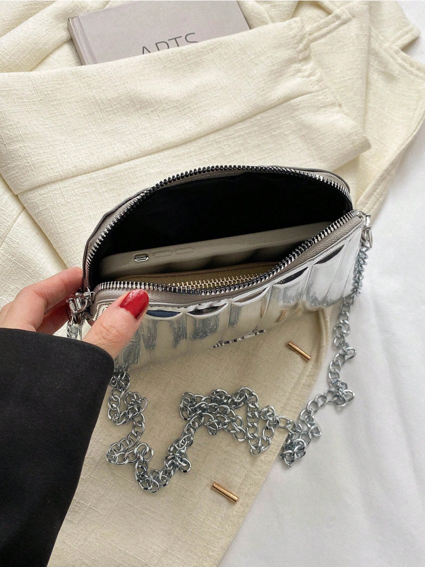 Letter Graphic Chain Dome Bag Funky Style