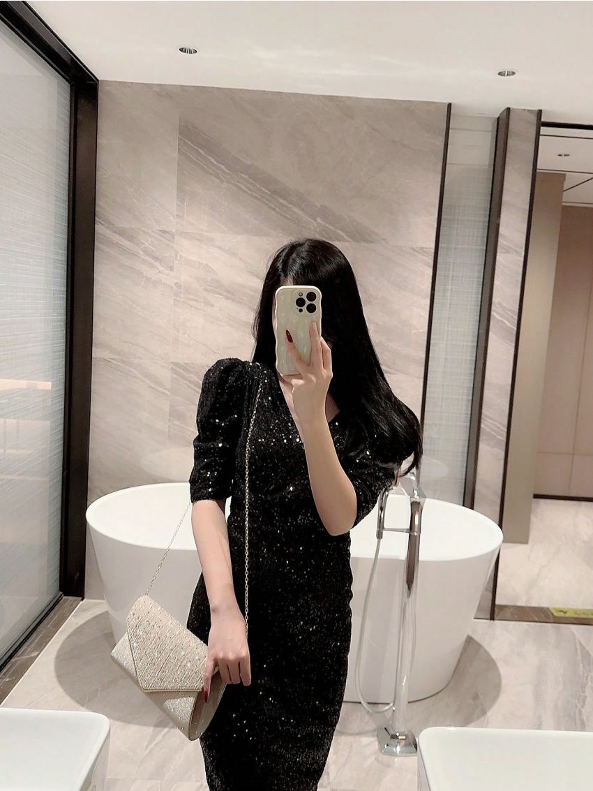 Small Envelope Bag Rhinestone Decor Glamorous Flap Chain