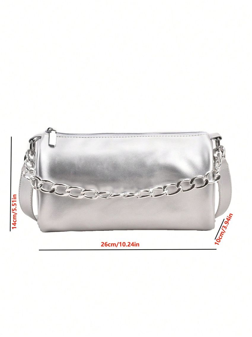 Black Bucket Bag Minimalist Chain Strap For Daily