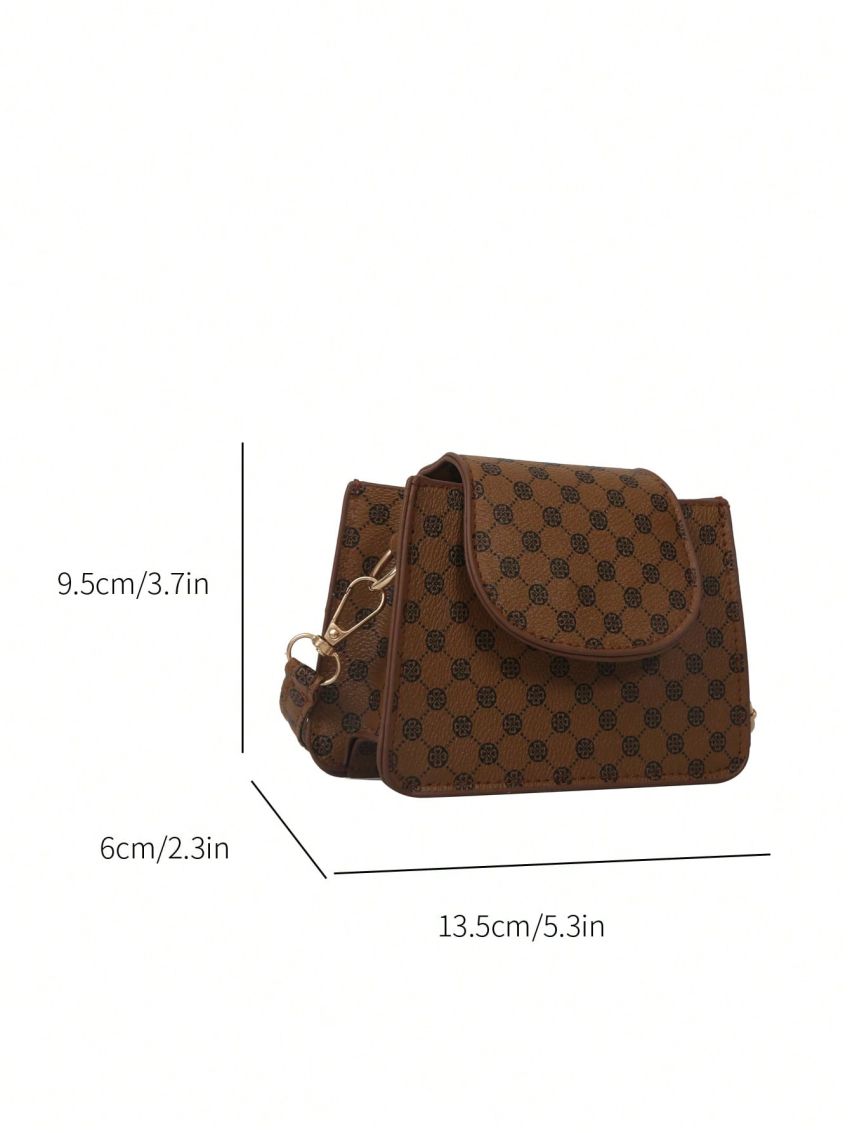 Mini Fashion Classic Retro Geometric Pattern Flap Shoulder Bag Small Square Bag