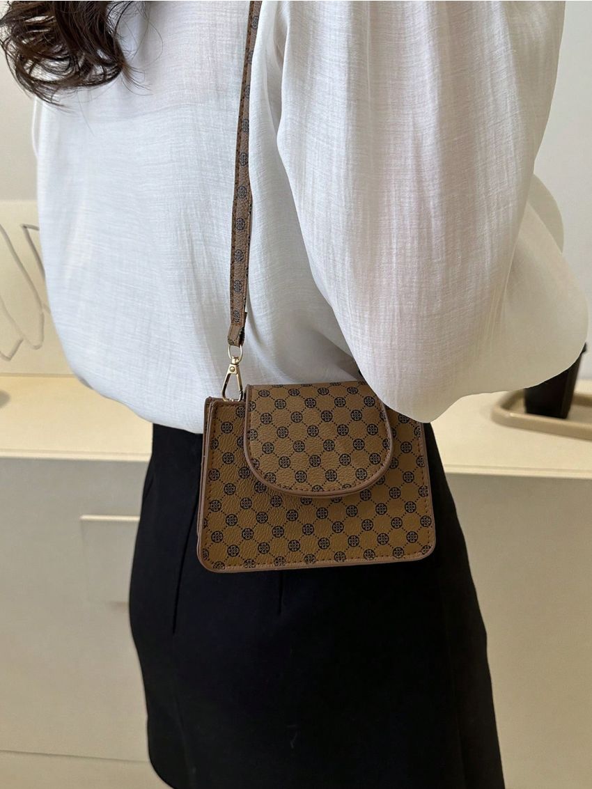 Mini Fashion Classic Retro Geometric Pattern Flap Shoulder Bag Small Square Bag