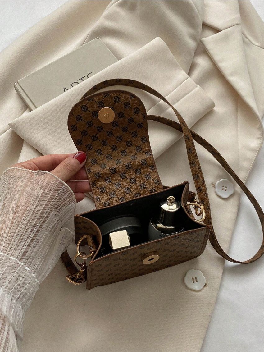 Mini Fashion Classic Retro Geometric Pattern Flap Shoulder Bag Small Square Bag