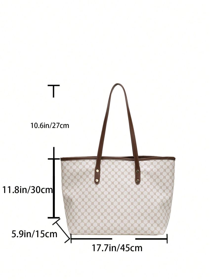 Women's Vintage Pattern Tote Bag, Large Capacity Shoulder Bag, Stylish Bag For Work