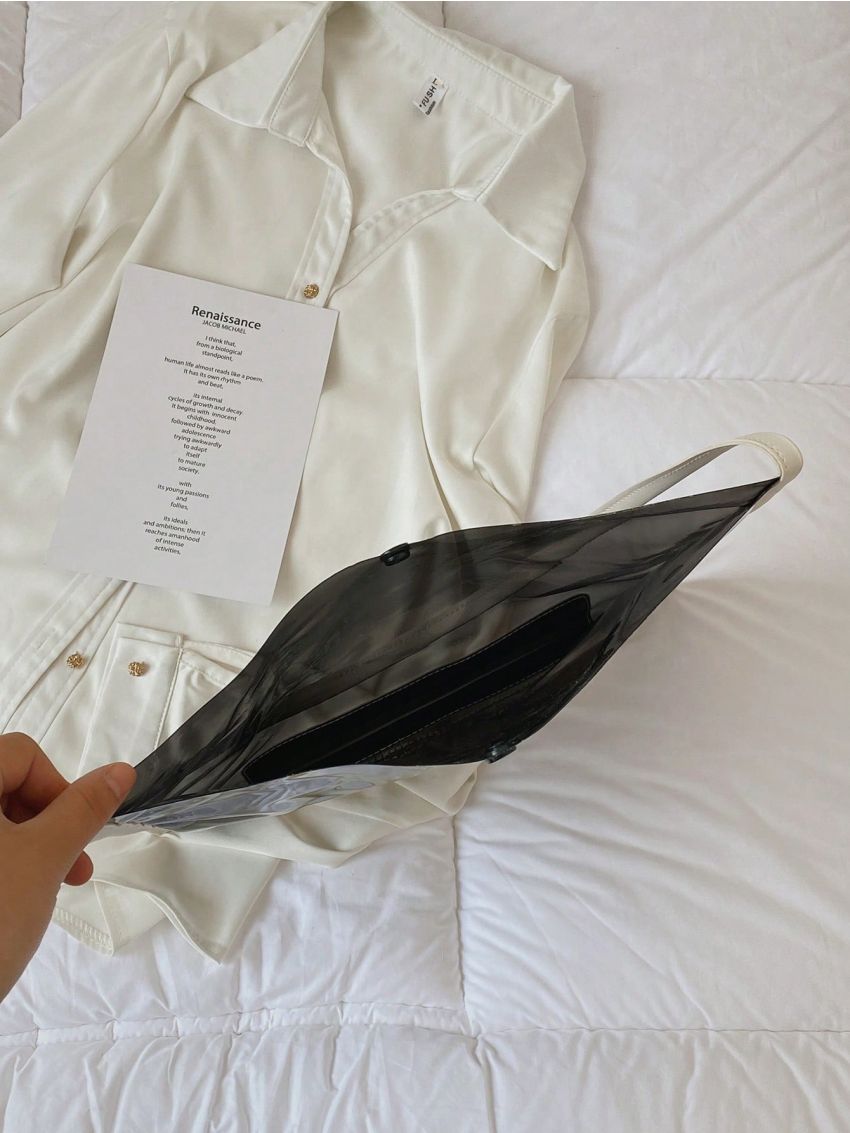 Contrast Binding Square Bag PVC Casual For Daily